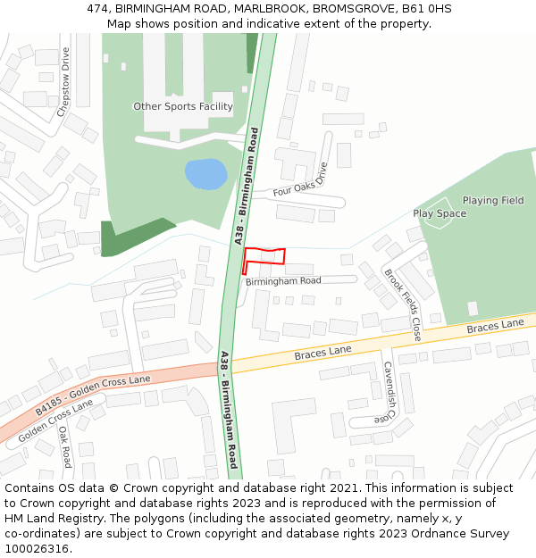 474, BIRMINGHAM ROAD, MARLBROOK, BROMSGROVE, B61 0HS: Location map and indicative extent of plot