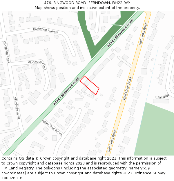 476, RINGWOOD ROAD, FERNDOWN, BH22 9AY: Location map and indicative extent of plot