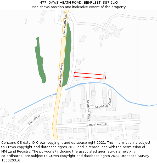 477, DAWS HEATH ROAD, BENFLEET, SS7 2UG: Location map and indicative extent of plot