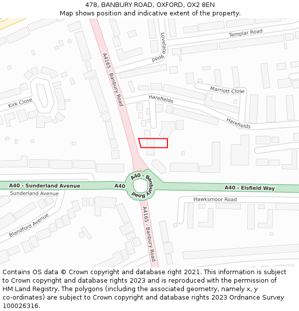 478, BANBURY ROAD, OXFORD, OX2 8EN: Location map and indicative extent of plot