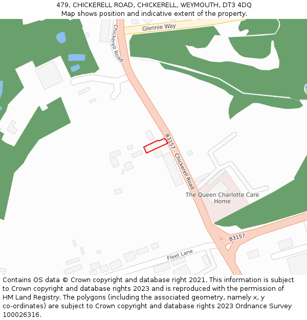 479, CHICKERELL ROAD, CHICKERELL, WEYMOUTH, DT3 4DQ: Location map and indicative extent of plot