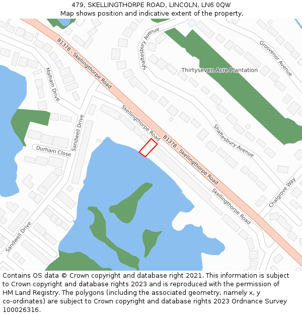 479, SKELLINGTHORPE ROAD, LINCOLN, LN6 0QW: Location map and indicative extent of plot