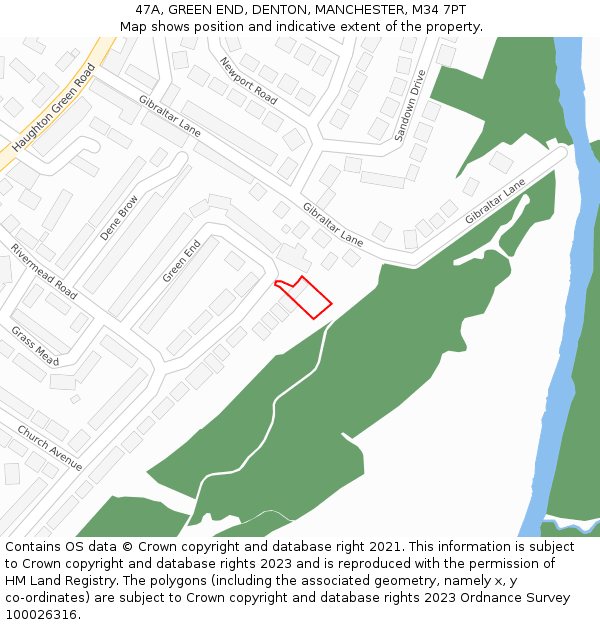 47A, GREEN END, DENTON, MANCHESTER, M34 7PT: Location map and indicative extent of plot