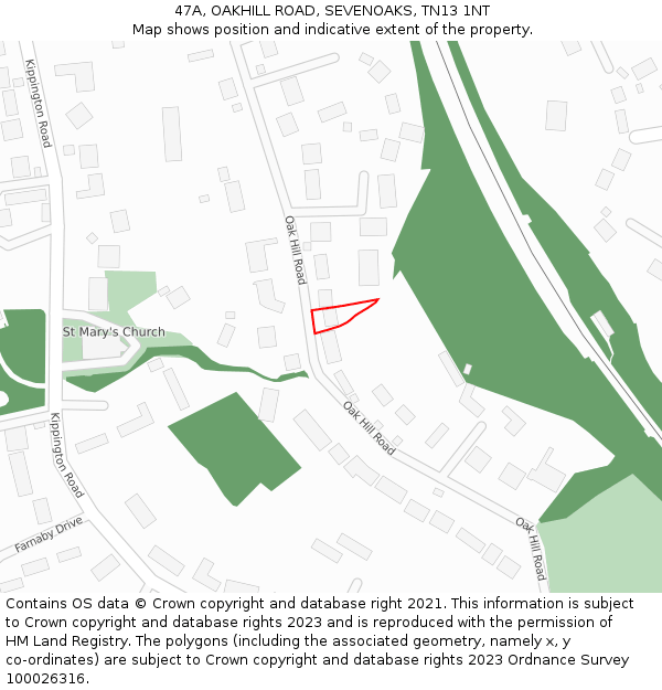 47A, OAKHILL ROAD, SEVENOAKS, TN13 1NT: Location map and indicative extent of plot