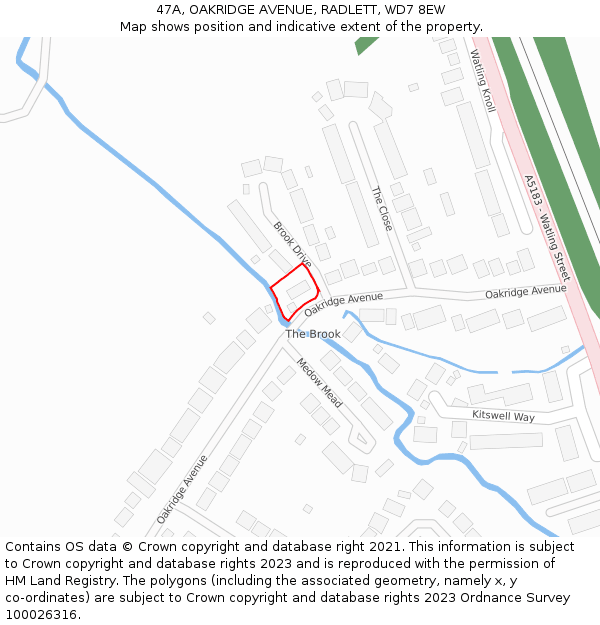 47A, OAKRIDGE AVENUE, RADLETT, WD7 8EW: Location map and indicative extent of plot