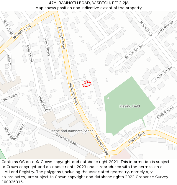 47A, RAMNOTH ROAD, WISBECH, PE13 2JA: Location map and indicative extent of plot