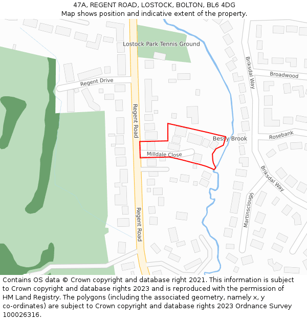 47A, REGENT ROAD, LOSTOCK, BOLTON, BL6 4DG: Location map and indicative extent of plot
