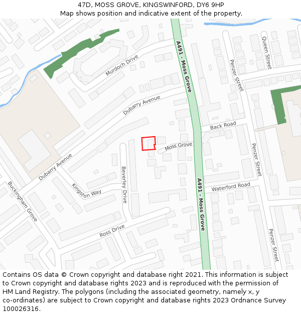 47D, MOSS GROVE, KINGSWINFORD, DY6 9HP: Location map and indicative extent of plot