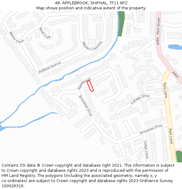 48, APPLEBROOK, SHIFNAL, TF11 9PZ: Location map and indicative extent of plot