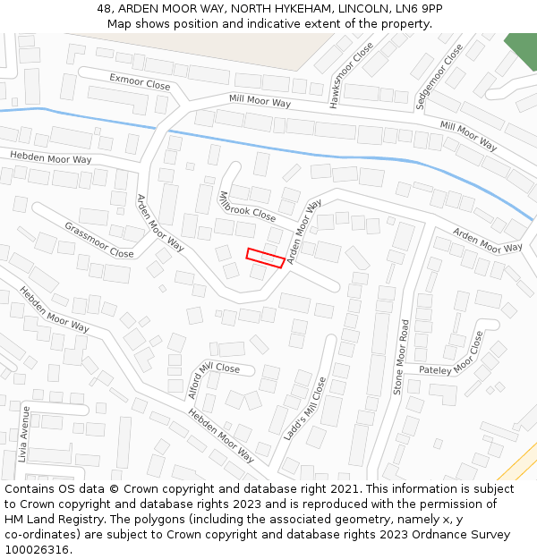 48, ARDEN MOOR WAY, NORTH HYKEHAM, LINCOLN, LN6 9PP: Location map and indicative extent of plot