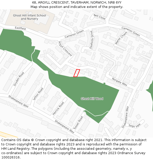 48, ARGYLL CRESCENT, TAVERHAM, NORWICH, NR8 6YY: Location map and indicative extent of plot