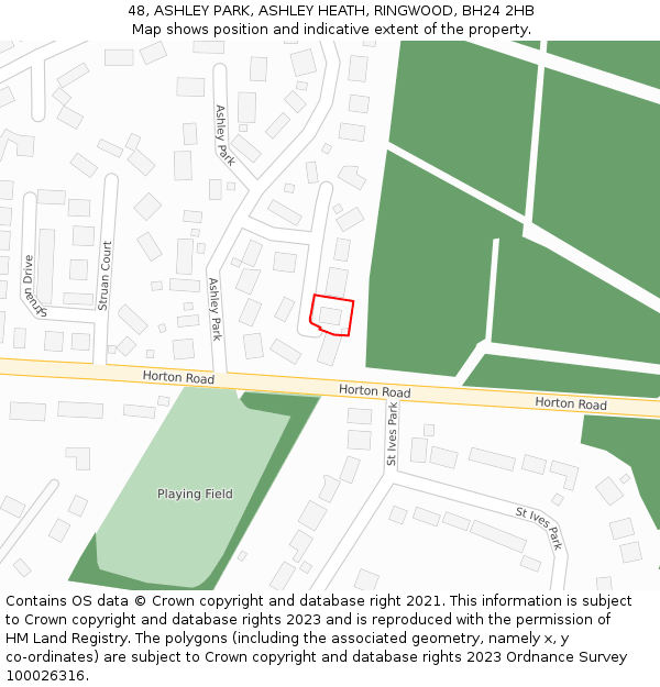 48, ASHLEY PARK, ASHLEY HEATH, RINGWOOD, BH24 2HB: Location map and indicative extent of plot
