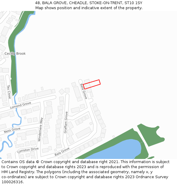 48, BALA GROVE, CHEADLE, STOKE-ON-TRENT, ST10 1SY: Location map and indicative extent of plot