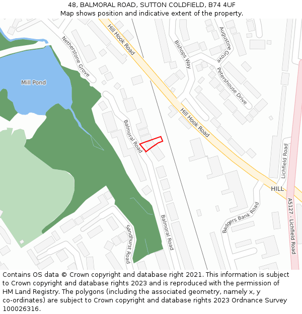 48, BALMORAL ROAD, SUTTON COLDFIELD, B74 4UF: Location map and indicative extent of plot