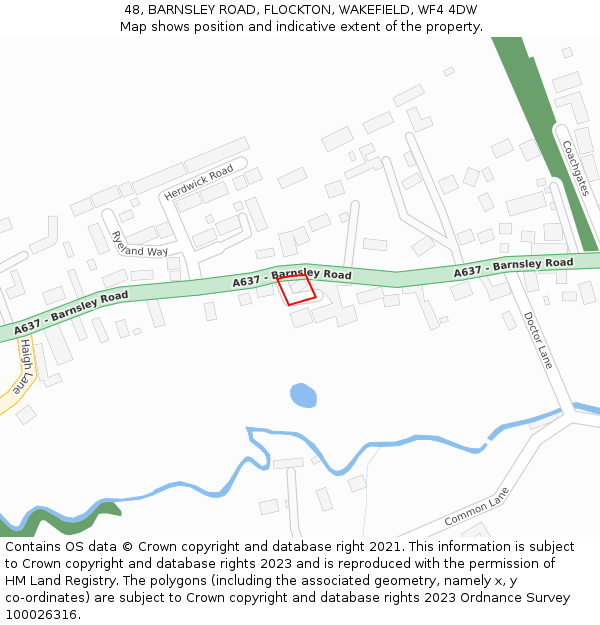 48, BARNSLEY ROAD, FLOCKTON, WAKEFIELD, WF4 4DW: Location map and indicative extent of plot