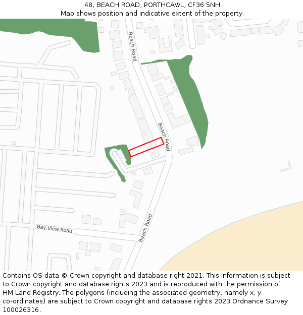 48, BEACH ROAD, PORTHCAWL, CF36 5NH: Location map and indicative extent of plot