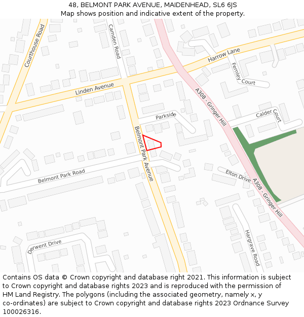 48, BELMONT PARK AVENUE, MAIDENHEAD, SL6 6JS: Location map and indicative extent of plot