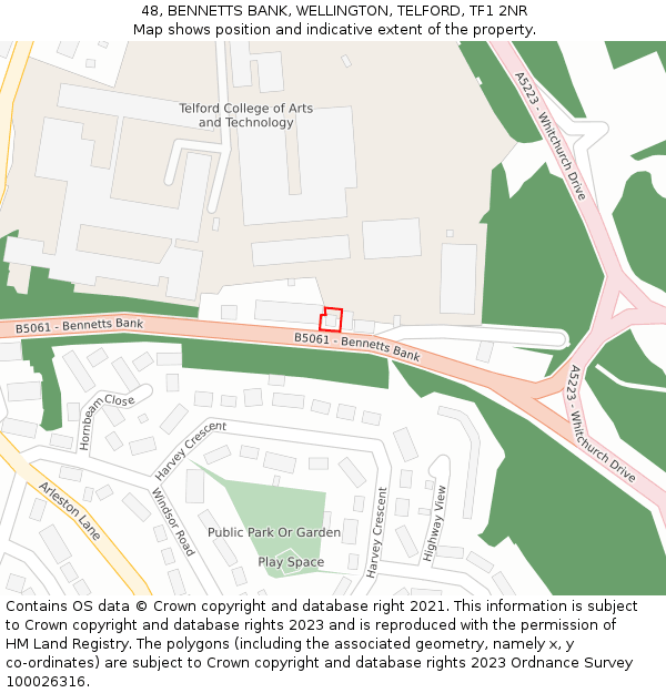 48, BENNETTS BANK, WELLINGTON, TELFORD, TF1 2NR: Location map and indicative extent of plot