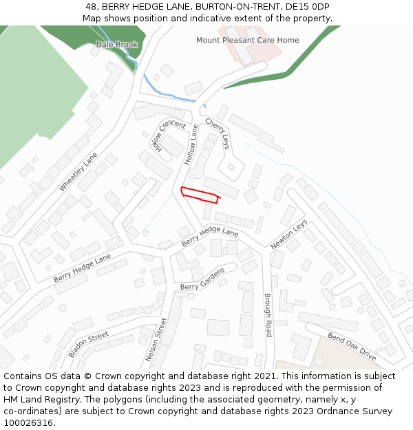 48, BERRY HEDGE LANE, BURTON-ON-TRENT, DE15 0DP: Location map and indicative extent of plot