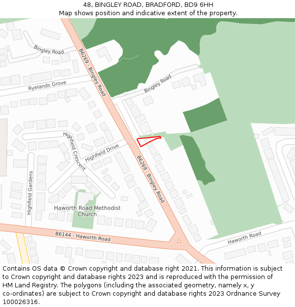 48, BINGLEY ROAD, BRADFORD, BD9 6HH: Location map and indicative extent of plot