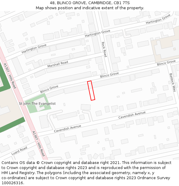 48, BLINCO GROVE, CAMBRIDGE, CB1 7TS: Location map and indicative extent of plot