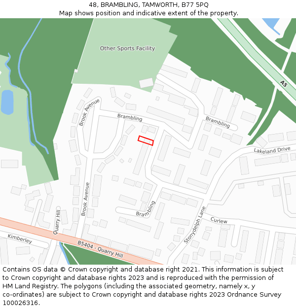 48, BRAMBLING, TAMWORTH, B77 5PQ: Location map and indicative extent of plot