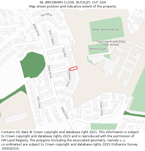 48, BRICKBARN CLOSE, BUCKLEY, CH7 2GA: Location map and indicative extent of plot