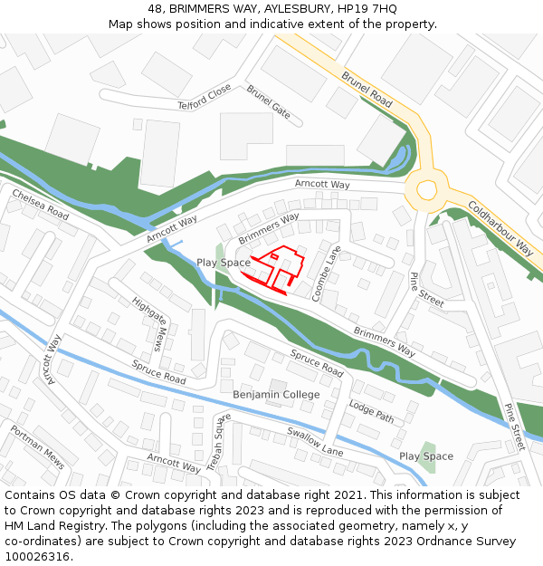 48, BRIMMERS WAY, AYLESBURY, HP19 7HQ: Location map and indicative extent of plot