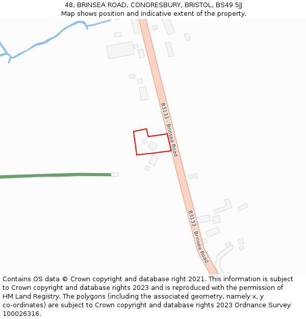 48, BRINSEA ROAD, CONGRESBURY, BRISTOL, BS49 5JJ: Location map and indicative extent of plot