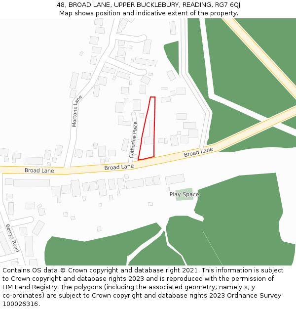 48, BROAD LANE, UPPER BUCKLEBURY, READING, RG7 6QJ: Location map and indicative extent of plot