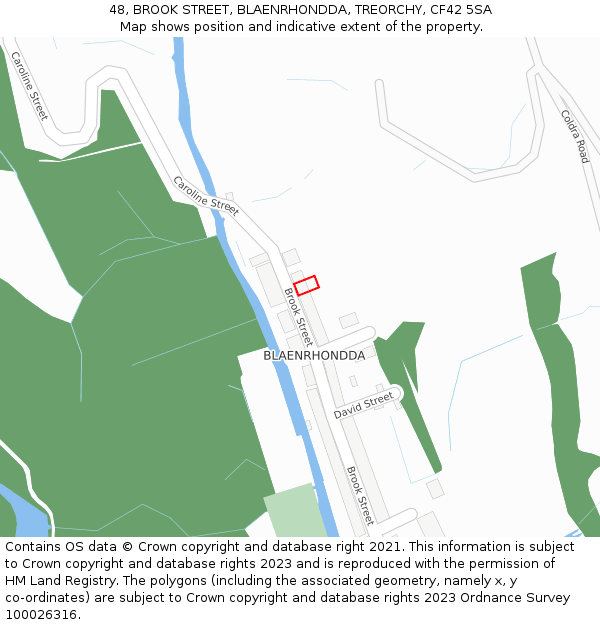 48, BROOK STREET, BLAENRHONDDA, TREORCHY, CF42 5SA: Location map and indicative extent of plot