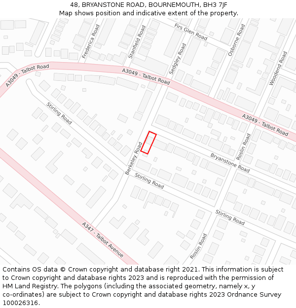 48, BRYANSTONE ROAD, BOURNEMOUTH, BH3 7JF: Location map and indicative extent of plot