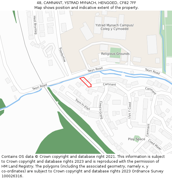 48, CAMNANT, YSTRAD MYNACH, HENGOED, CF82 7FF: Location map and indicative extent of plot