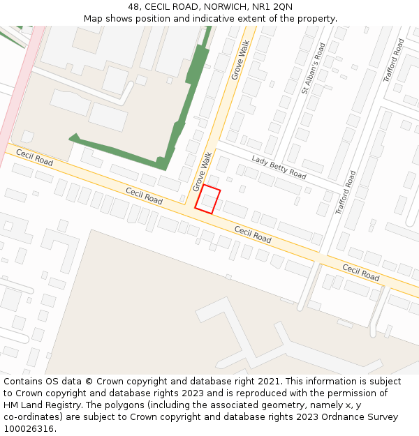 48, CECIL ROAD, NORWICH, NR1 2QN: Location map and indicative extent of plot