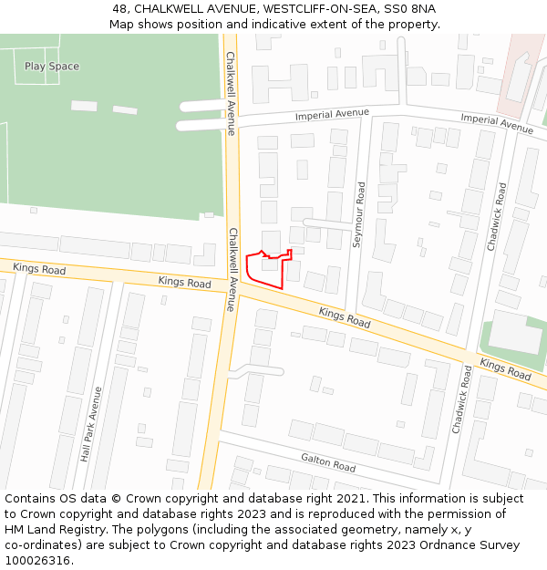 48, CHALKWELL AVENUE, WESTCLIFF-ON-SEA, SS0 8NA: Location map and indicative extent of plot