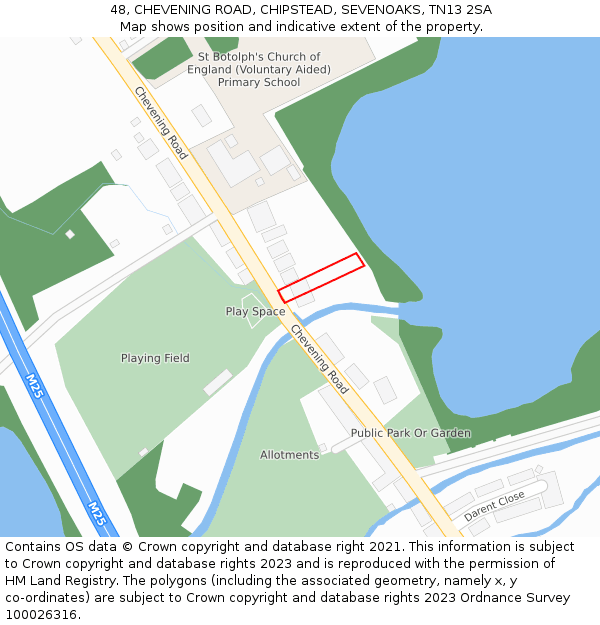 48, CHEVENING ROAD, CHIPSTEAD, SEVENOAKS, TN13 2SA: Location map and indicative extent of plot
