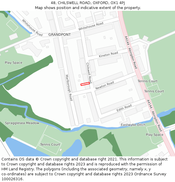 48, CHILSWELL ROAD, OXFORD, OX1 4PJ: Location map and indicative extent of plot