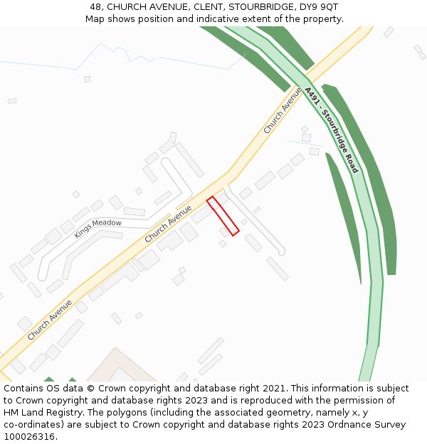 48, CHURCH AVENUE, CLENT, STOURBRIDGE, DY9 9QT: Location map and indicative extent of plot