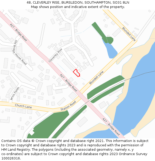 48, CLEVERLEY RISE, BURSLEDON, SOUTHAMPTON, SO31 8LN: Location map and indicative extent of plot