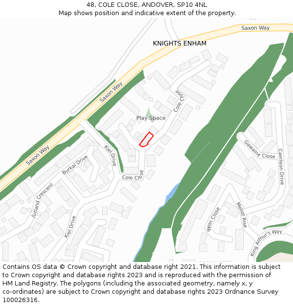 48, COLE CLOSE, ANDOVER, SP10 4NL: Location map and indicative extent of plot