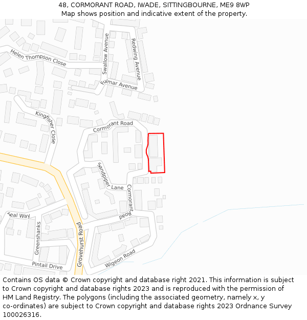 48, CORMORANT ROAD, IWADE, SITTINGBOURNE, ME9 8WP: Location map and indicative extent of plot