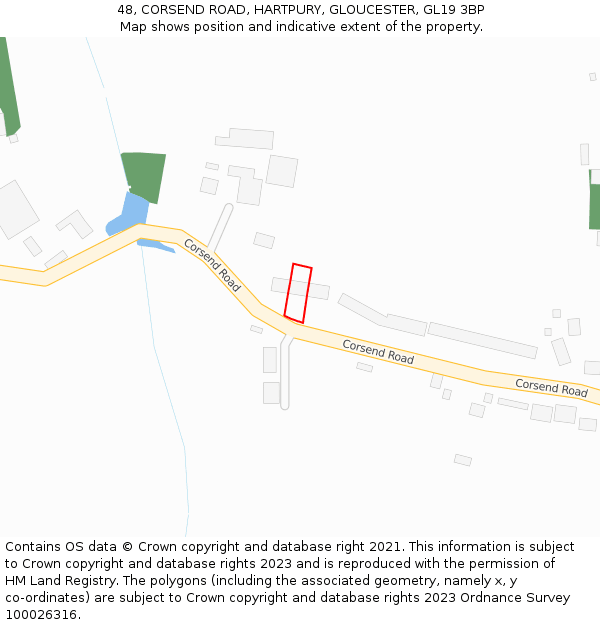 48, CORSEND ROAD, HARTPURY, GLOUCESTER, GL19 3BP: Location map and indicative extent of plot