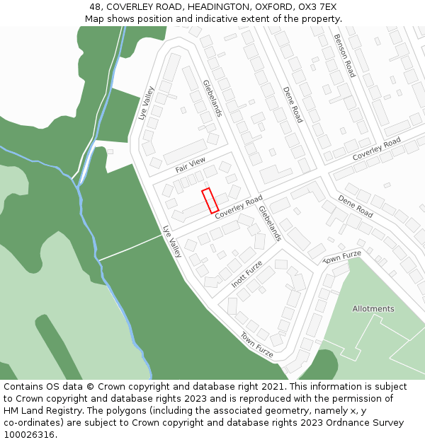 48, COVERLEY ROAD, HEADINGTON, OXFORD, OX3 7EX: Location map and indicative extent of plot