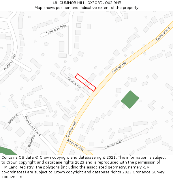 48, CUMNOR HILL, OXFORD, OX2 9HB: Location map and indicative extent of plot