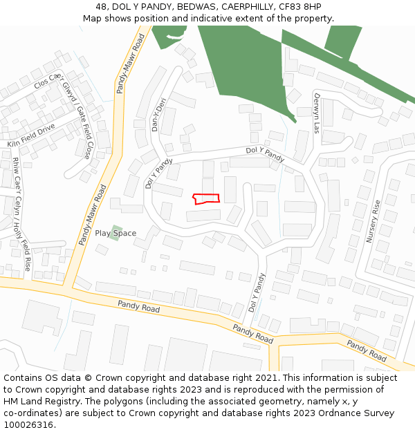 48, DOL Y PANDY, BEDWAS, CAERPHILLY, CF83 8HP: Location map and indicative extent of plot