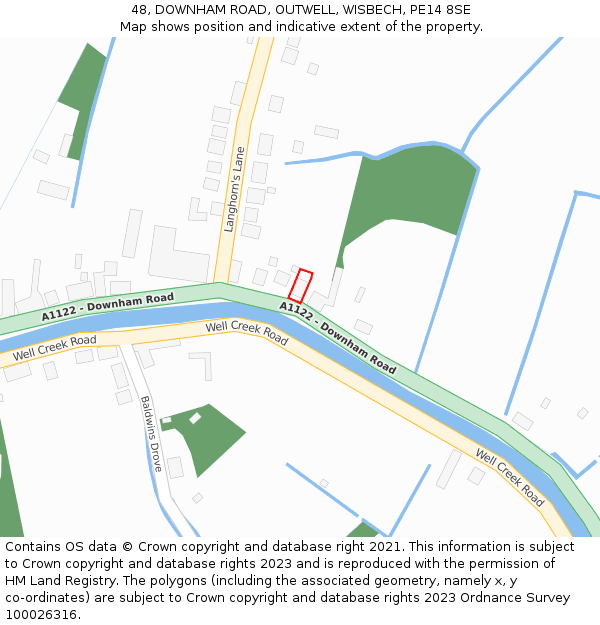 48, DOWNHAM ROAD, OUTWELL, WISBECH, PE14 8SE: Location map and indicative extent of plot