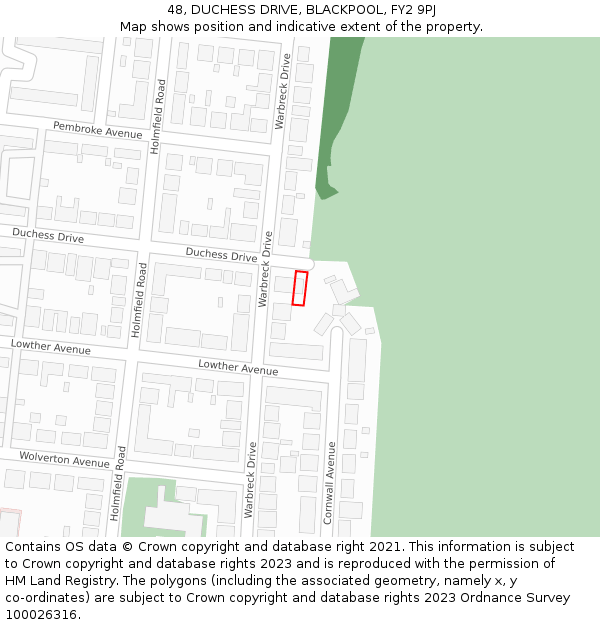 48, DUCHESS DRIVE, BLACKPOOL, FY2 9PJ: Location map and indicative extent of plot