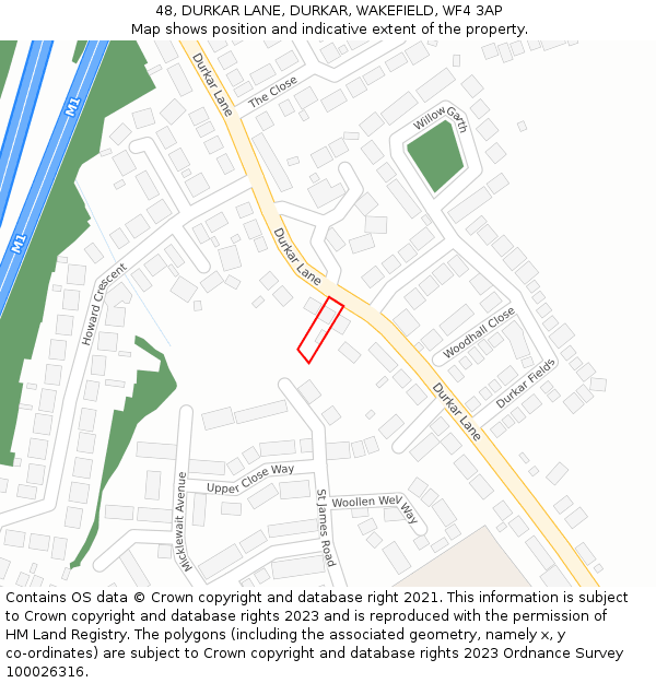 48, DURKAR LANE, DURKAR, WAKEFIELD, WF4 3AP: Location map and indicative extent of plot