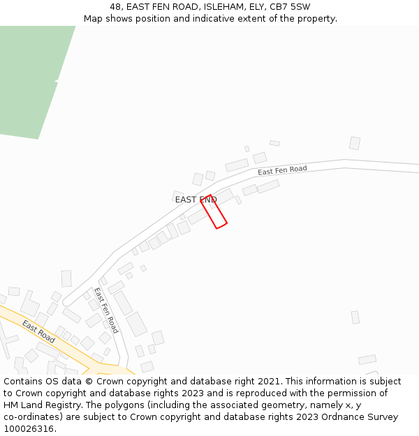 48, EAST FEN ROAD, ISLEHAM, ELY, CB7 5SW: Location map and indicative extent of plot