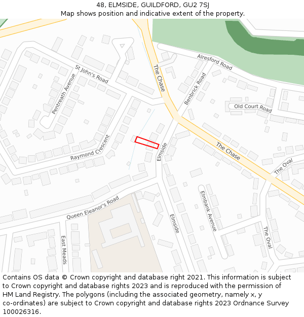 48, ELMSIDE, GUILDFORD, GU2 7SJ: Location map and indicative extent of plot
